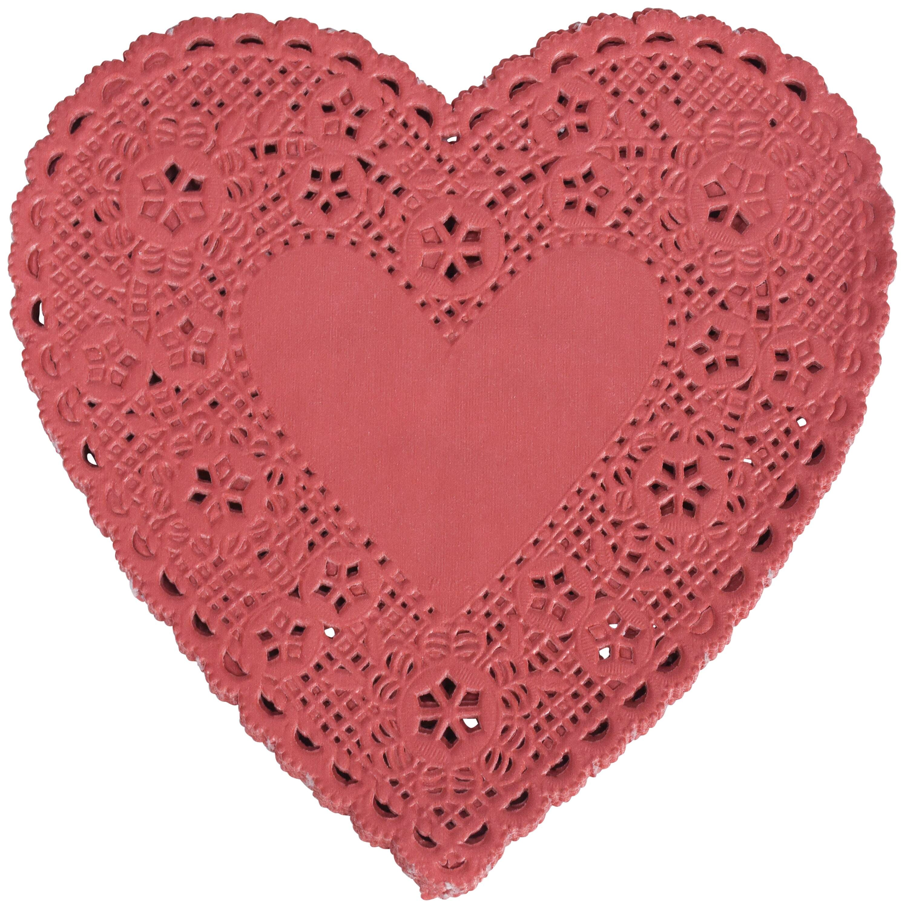 School Smart Paper Die-Cut Heart Lace Doily, 6 Inches, Red, Pack of 100 085615